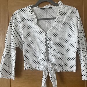 Zara Women's White and Black Crop-top